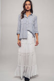 Relaxed Fit Vertical Striped Rayon Button Down Shirt: BLUE / S-2/M-2/L-2