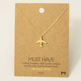 Gold Dipped Airplane Pendant Necklace: G