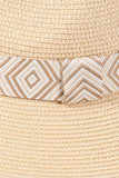 Aztec Tribal Pattern Band Straw Summer Sun Hat: Taupe