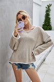 CWOSWL1043_Casual Crew Neck Pullover Long Sleeve Sweater: GREY / (XL) 1