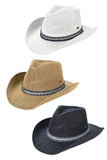 C.C Cowboy Hat With Fringe Trim Bands: Natural