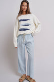 Graphic Oversized Drop-Shoulder Knit Sweater: IVORY / SM-ML:3-3