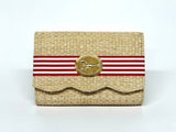 Straw Scalloped Ruby - Candy Band- Gold Charm- WS: 3D Anchor / Blue Candy
