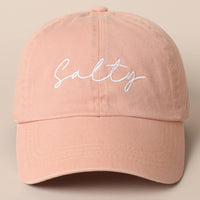 Salty Lettering Embroidery Baseball Cap: WHITE / One Size