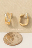 Pave Wide Oval Hinge Hoop Earrings: S