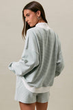 MOCK NECK STRIPE SWEATSHIRTS TOP: SAGE-CREAM STRIPE / L