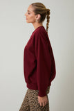 CREW NECK LONG SLEEVE "COFFEE TIME" GRAPHIC SWEATSHIRT: CREAM / L