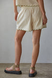L9559B | Woven Cotton Embroidered Shorts: Natural / M