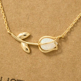 Gold Dipped Dainty Tulip Pendant Necklace: G