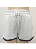 Pearl Grey Navy Blue Polka Dot Shorts: Large