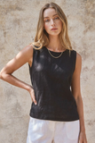 Minimalist Keyhole Back Linen Sleeveless Top: WHITE / S-M-L:2-2-2