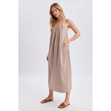 GINGHAM CAMI MIDI DRESS / WL26-12678: NAVY/CREAM / M