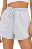 Plain High Waist Drawstring Shorts ZZKF805: Blue / M