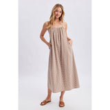 GINGHAM CAMI MIDI DRESS / WL26-12678: NAVY/CREAM / L