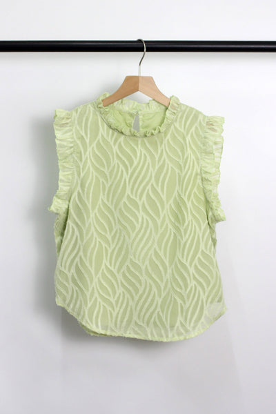 T2403GS54267 - SIGNS OF SPRING RUFFLE TOP: Sage / L
