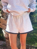 Pearl Grey Navy Blue Polka Dot Shorts: Large