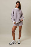 MID RISE STRIPE SHORTS: LT BLUE-CREAM STRIPE / M
