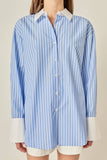 Oversize Stripe Contrast Color Shirt: BLUE/ WHITE STRIPE / XS