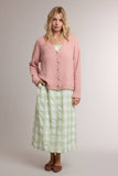 SPAGHETTI STRAP GINGHAM MIDI DRESS / WL26-13738: SAGE/WHITE / L