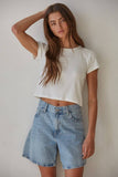 L8346 | Knit Polyester Rayon Spandex Pointelle Ribbed Top : Misty Blue / M