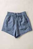 Linen Type Waistband Shorts - String Tie: BLUE STONE / S-2/M-2/L-2