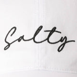 Salty Lettering Embroidery Baseball Cap: WHITE / One Size