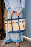 Spencer- Raffia Tote Bag- WS: Navy