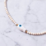 Good Luck Fish Bahama Wood Bead Necklace: Sky Blue