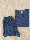 Striped Soft Button  Loungewear Shorts: Medium / Shorts