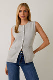BUTTON DOWN KNIT VEST: H GREY / S