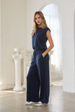 Brushed Modal Wide Leg Drawstring Pants: Taupe / S