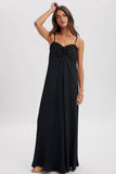 TEXTURED TIE-FRONT MAXI DRESS / WL25-11712: BLACK / L