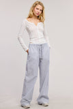 Stripe Boxer Wide Leg Pajama Pants: Pink / M