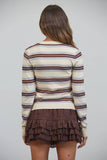 NC3882 Sausalito Soft Striped Cardigan: BEIGE MULTI / S-M-L (3-2-1)