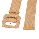 WOVEN SQUARE BUCKLE ELASTIC WAISTBAND_CWABE0438: KHAKI / (OS) 2
