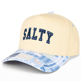 C.C SALTY Letter Embroidered on Two Tone Trucker Hat: Blue