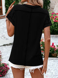 Striped Textured Round Neck Short Sleeve T-Shirt: White / Large 12-14