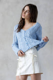 JT7701-SKY BLUE TEXTURED CARDIGAN: SKY BLUE / L