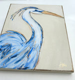 Blue Heron hand painted | coastal beach nautical: 8x10 standard canvas