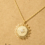 Circle Sun Shine Ray Pendant Necklace: G