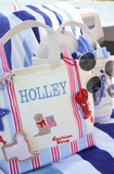 Icon Mini Canvas Tote - Embroidered: Butter & Blue Stripes