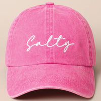 Salty Lettering Embroidery Baseball Cap: WHITE / One Size