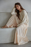 W2537 | Knit Polyester Acrylic Striped Sweater Cardigan : Lavender Pink / M