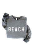 BEACH Graphic Sweatshirt: LIGHT BLUE / M