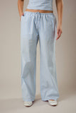 LOW WAIST WIDE LEG PANTS: LT BLUE-WHITE STRIPE / L