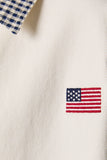 JACKET WITH GINGHAM CONTRAST: WHITE-NAVY GINGHAM / L