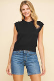 CAP SLEEVES KNIT TOP - 5425WT: Black / S