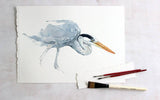 Great Blue Heron Watercolor Study Coastal Bird Wall Art: 8x10 (11x14 mat)