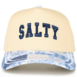 C.C SALTY Letter Embroidered on Two Tone Trucker Hat: Blue