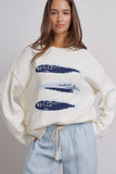 Graphic Oversized Drop-Shoulder Knit Sweater: IVORY / SM-ML:3-3